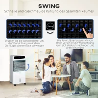 HOMCOM Aer condiționat cu răcire cu apă Telecomandă 3 moduri, 3 viteze, timer 12 h, afișaj LED, 38x35x81 cm Alb(m-4)