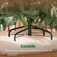 HOMCOM Árbol de Navidad Artificial 210 cm Ramas Realistas con Efecto Nieve Soporte de Acero Base Plegable Montaje Rápido(m-8)