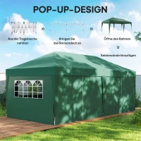 Outsunny Paviljoen ca. 6x3m stevig winterbestendig pop-up inklapbaar paviljoen met ramen, ritsdeur, zijwanden, UV-bescherming(m-4)