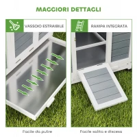 PawHut Pollaio Casetta per Galline con Tetto Apribile 150x100x96.5 cm Grigio(m-7)
