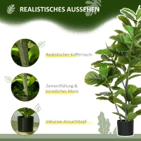 HOMCOM Sztuczna roślina Ficus, 110 cm wysokości z 90 liśćmi & donicą do salonu(m-4)