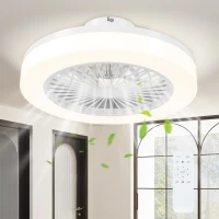 HOMCOM Ventilator de Tavan cu Lumină LED Reglabilă, 6 Viteze și Flux Reversibil, Ventilator din Plastic și Acril, Ø46x16 cm, Alb(m-11)