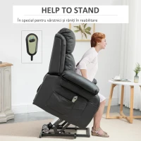 HOMCOM Fotoliu Rabatabil 160° cu Ridicare – Negru(m-7)