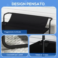 PawHut Lettino per Cani Piccoli e Medi Rialzato con Poggiatesta da Esterno, 91x69x29 cm, Nero(m-6)