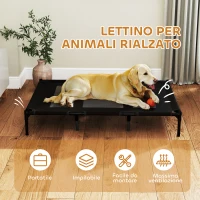 PawHut Lettino per Cani Rialzato con Borsa da Viaggio, in Metallo e Tessuto Oxford, 122x92x23 cm, Nero(m-5)