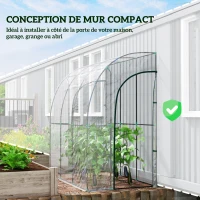 Outsunny Serre de jardin adossée, serre de balcon, bâche renforcée PVC, 2 portes enroulables, 214 x 118 x 212 cm, transparent(m-5)