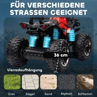 HOMCOM Elektrische kinderquad kindermotor 3-8 km/u 45 minuten bedrijfstijd LED-licht(m-5)