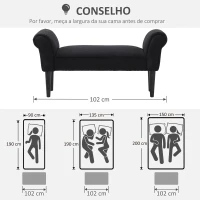 HOMCOM Banco de Pé de Cama Estofado em Linho Sintético com Pés de Madeira Braços e Assento Acolchoado Cinzento Escuro(m-6)