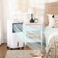 HOMCOM Raffrescatore Evaporativo Ventilatore con Ghiaccio 3 in 1 Timer Bianco(m-2)