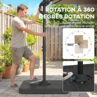 Outsunny Parasol déporté carré parasol de jardin extérieur pied et dalles de lestage mât aluminium protection UV50+2,4x2,4m kaki(m-7)