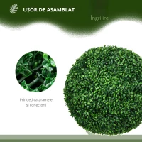 Homcom Set 2 Bile Topiary Buxus – Plante Artificiale pentru Casa & Gradina(m-10)
