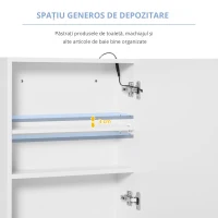 HOMCOM Dulapior de Baie cu 1 Usa, Oglindă și Lumini LED cu Touch și Reglare Intensitate 60 x 50 x15cm(m-4)