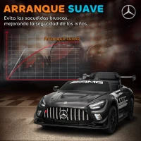 AIYAPLAY Coche Eléctrico para Niños Mercedes-AMG GT3 Evo con Mando a Distancia Motor Doble Ruedas Auxiliares Asa Música Negro(m-7)