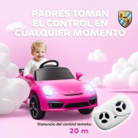 AIYAPLAY Coche Eléctrico para Niños con Licencia RUF CTR 3 Clubsport Mando a Distancia Motor Doble Ruedas Auxiliares Rosa(m-5)