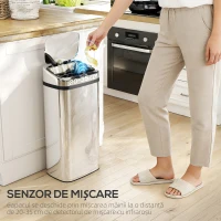 HOMCOM Cos de gunoi cu senzor 50L inox elegant(m-5)