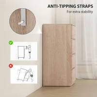 HOMCOM Comodă cu 4 Sertare, Dulap Înalt pentru Dormitor, Comodă cu Sertare cu Ghidaje Metalice și Mânere Scanalate, Alb(m-6)