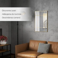 Homcom Oglinda Perete – Dreptunghiulara cu Cadru Metalic Stil Fereastra(m-4)
