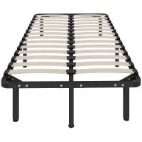 HOMCOM Struttura Letto Industriale a 28 Doghe con Spazio Contenitore, in Legno e Acciaio, 190x90x31 cm, Nero e Legno(m-11)