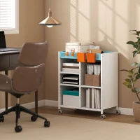 HOMCOM Boekenkast op Wielen, 4-laags, Verstelbare Planken & Hangmanden voor Home Office en Woonkamer, Wit(m-2)