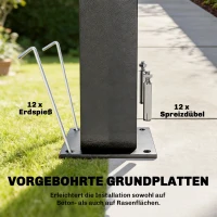 Outsunny Grillpavillon 2,71 x 1,82 m Gartenpavillon mit Pultdach, Seitenregalen UV-Schutz 50+ Schwarz(m-7)