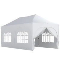 Outsunny Carpa Plegable 6x3 m Pop-up con 4 Laterales Desmontables Altura Ajustable y Bolsa de Transporte Gris Claro(m-1)