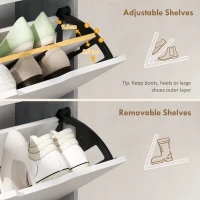 HOMCOM Scarpieră Economisitoare de Spațiu Modernă cu 4 Ante pentru 16 Perechi de Pantofi, 62.5x26x156 cm, Gri Ciment(m-5)