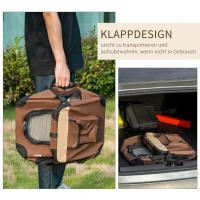 PawHut Hundetasche Hundetransporttasche, 3 Eingänge, faltbar, 70 x 51 x 50 cm, Braun + Beige(m-6)
