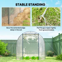 Outsunny Polytunnel Greenhouse Walk-in Grow House with Plasric Cover, Door, Mesh Window and Steel Frame, 3 x 2 x 2m, Clear(m-7)