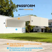 Outsunny Vervangend dak voor pergola met UV-bescherming, zonnescherm voor terrasoverkapping voor 3 x 3 m paviljoen, Crèmewit(m-3)