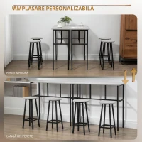 Homcom Set Bar 6 Piese – 4 Scaune & 2 Mese, Design Modern(m-6)
