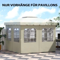 Outsunny Pavillon-Seitenwände, 4 Seitenwand-Paneele für Gartenpavillon, mit Reißverschluss, 3 x 4 m Pavillon, Cremeweiß(m-4)
