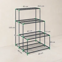 Outsunny 4-Tier Plant Stand, 110 cm High Flower Stand with 24 Clips, Steel Plant Shelf Dark Green(m-3)