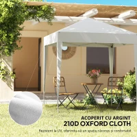 Outsunny Foisor Pliabil 2x2 m con 4 Pereti Detasabili, Foisor de Gradina cu Sac pentru Transport din Poliester si Otel, Alb(m-5)