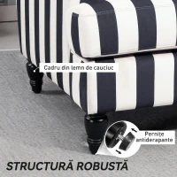 HOMCOM Fotoliu de Living cu Șezut Larg și Cotiere Lungi, Fotoliu din Catifea cu Dungi și Umplutură Groasă, 115x82x82 cm, Negru și Alb(m-6)
