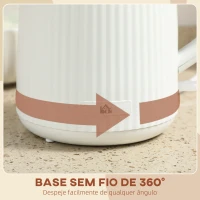 HOMCOM Jarro Elétrico 1,7L 2025W com Filtro Anti-calcário Removível Desligamento Automático Base Giratória 360° Creme(m-6)
