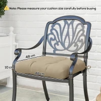 Outsunny Set of Waterproof & UV-Resistant Dining and Garden Chair Cushions with 2 Tie Cords 48x48x10 cm Khaki(m-3)