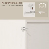 HOMCOM Credenza Cucina con Prese Elettriche, Luce LED, Portabottiglie e Ante Scorrevoli, 100x38x180 cm, Bianco(m-8)