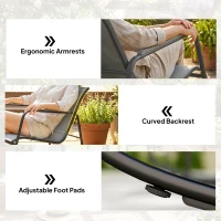 Outsunny 3-teiliges Garten-Set mit 2 Schaukelstühlen, Tisch mit Glasplatte und Stahlgestell für Terrasse, Grau(m-5)