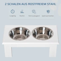 PawHut Hunde-Futterstation, rutschfest, 58,4 x 30,5 x 25,4cm, Weiß, 2L pro Napf(m-5)