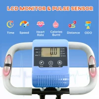 HOMCOM hometrainer 2-in-1 fietstrainer LCD display opvouwbare hometrainer hometrainer met 8 niveaus instelbare magnetische weerstand en 1 paar spankoorden blauw+grijs 97x51x115 cm(m-4)