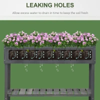 Outsunny Fir Wood Raised Rectangular 8 Compartment Plant Stand Dark Grey(m-7)