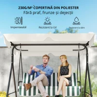 Outsunny Copertină de Rezervă Impermeabilă pentru Leagănul de Grădină cu 3 Locuri, 210x145 cm, Alb Crem(m-5)