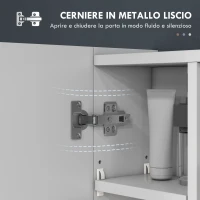 kleankin Specchiera Bagno con Armadietto 3 Ante Soft Close e Ripiani Regolabili, 90x15x75 cm, Bianco(m-5)