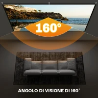 HOMCOM Telo per Proiettore 100" 16:9 HD 4K/8K Pieghevole e Portatile, Antipiega e Lavabile, Doppia Facciata, Bianco(m-6)