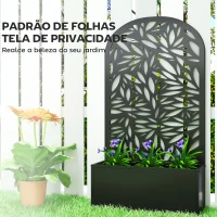 Outsunny Floreira com Painel Decorativo Curvo de Folhas em Metal e Opção de Montagem na Parede 61x23x113 cm Preto(m-6)
