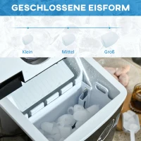 HOMCOM Eiswürfelmaschine 15kg/24h, 1,9L Eiswürfelbereiter, 3,2 L Wassertank, 161 Watt, Schwarz + Silber(m-4)