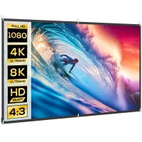 HOMCOM Telo per Proiettore 100" 16:9 HD 4K/8K Pieghevole e Portatile, Antipiega e Lavabile, Doppia Facciata, Bianco(m-11)