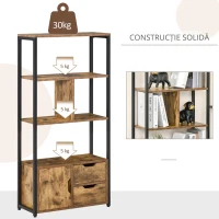 HOMCOM Biblioteca cu 3 Rafturi, Dulap si 2 Sertare(m-5)