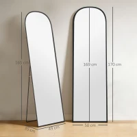HOMCOM Standspiegel, Ganzkörperspiegel, modernes Design, 50 cm x 1,5 cm x 161,5 cm, Schwarz(m-3)