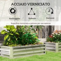 Outsunny Letto per Orto Rialzato a Fondo Aperto con Rivestimento in Acciaio Zincato, 120x60x30.5 cm, Argento(m-4)